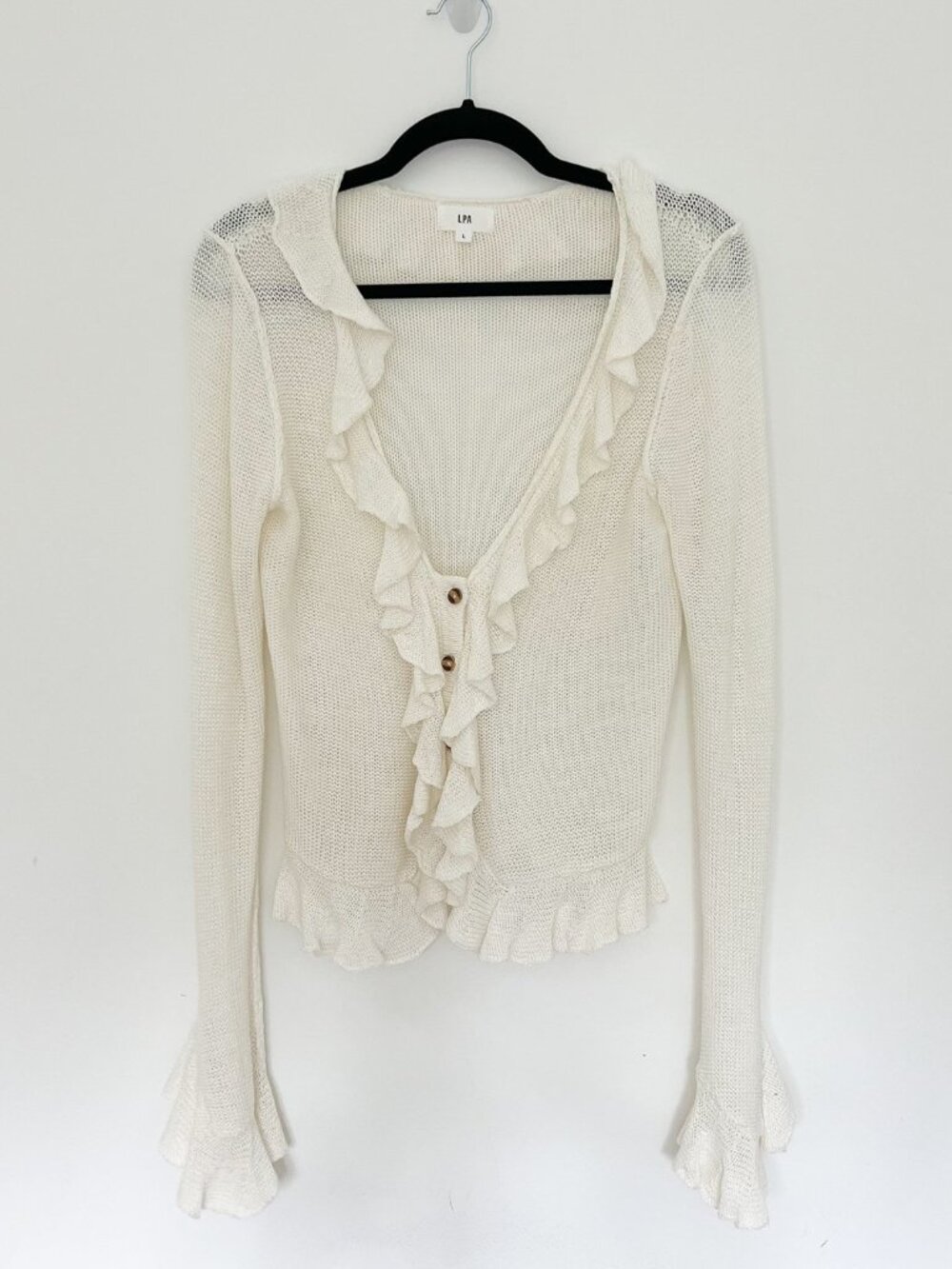 LPA Ruffle Sweater Cardigan Ivory Cream Bell Sleeve NWTBrand new with tags LPA R